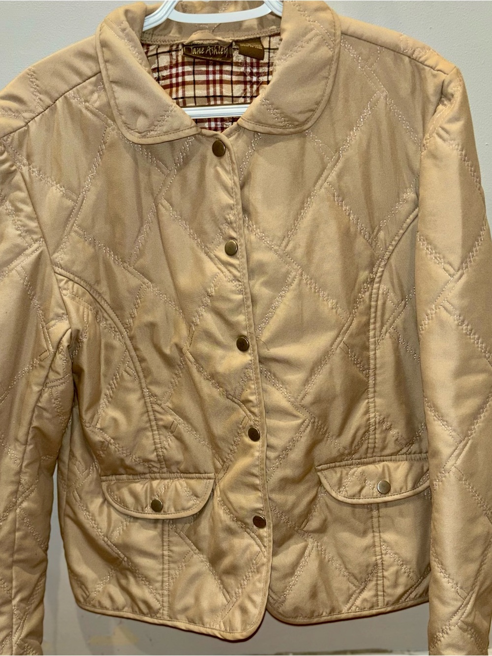 Jane Ashley Quilted Puffer Jacket in Beige